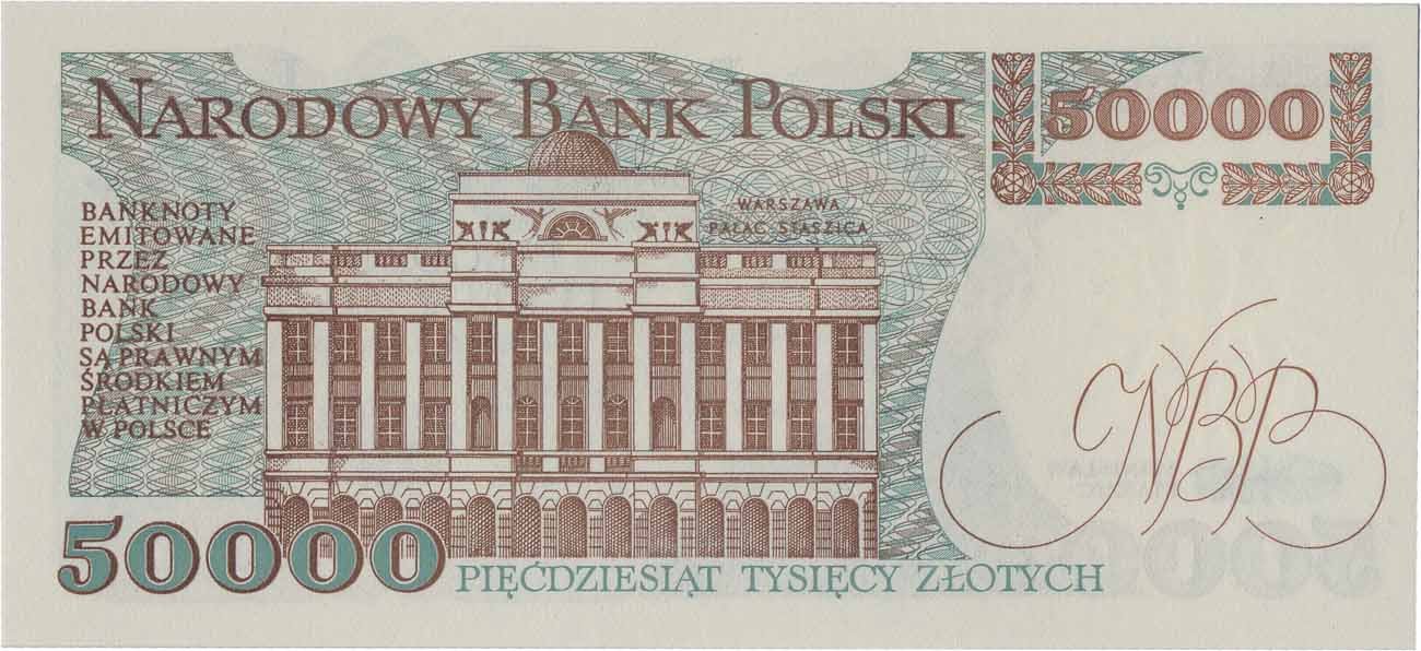 Banknot. PRL. 50.000 złotych 1989 Staszic seria AC PMG 66 EPQ